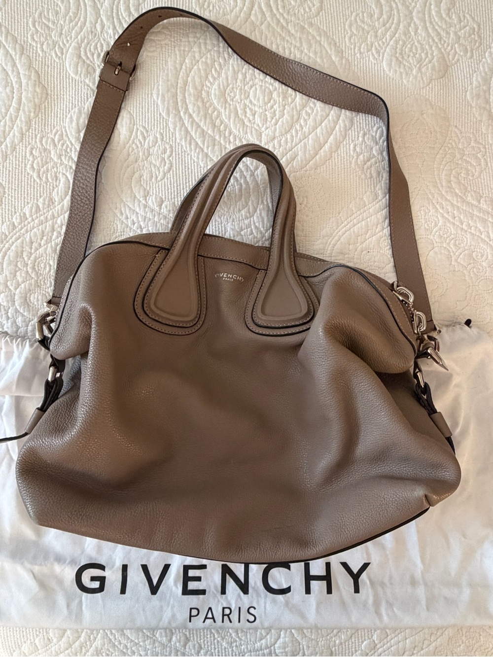 Givenchy Taupe Brown Nightingale Soft Leather Shoulder Bag
